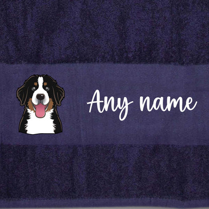 MIDNIGHT BLUE Any Pet Name And A Choice Of Dog Breed - Travel Towel