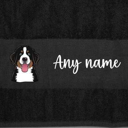 BLACK Any Pet Name And A Choice Of Dog Breed - Travel Towel