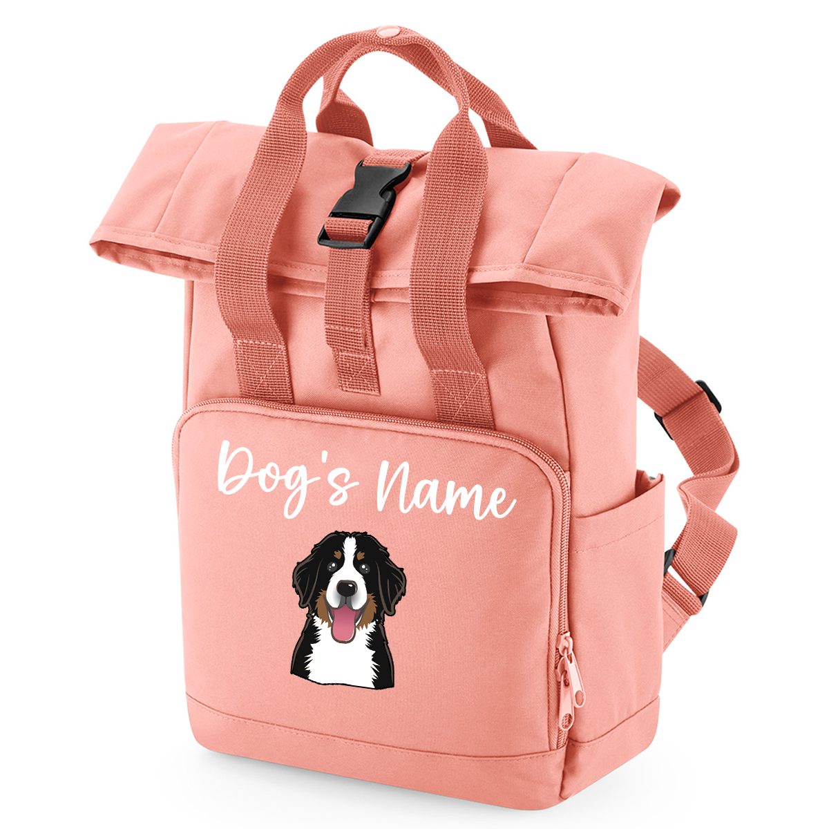 Travel Rucksack 9 Litres Peach Coral Any Breed Backpack With Custom Personalised Dog Name