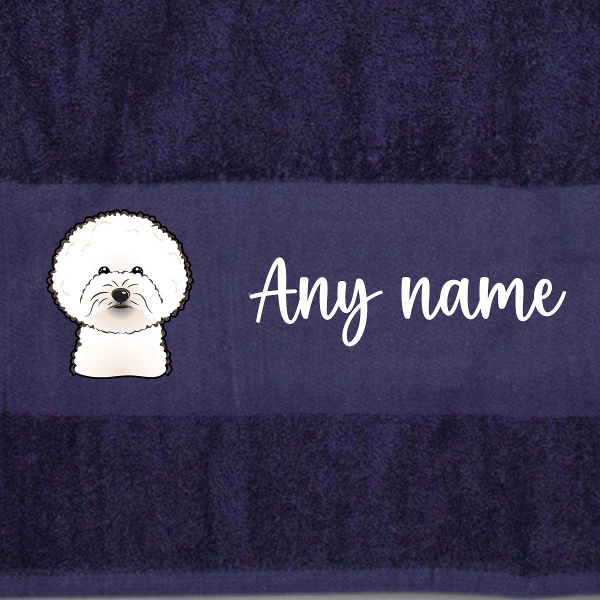 MIDNIGHT BLUE Any Pet Name And A Choice Of Dog Breed - Travel Towel