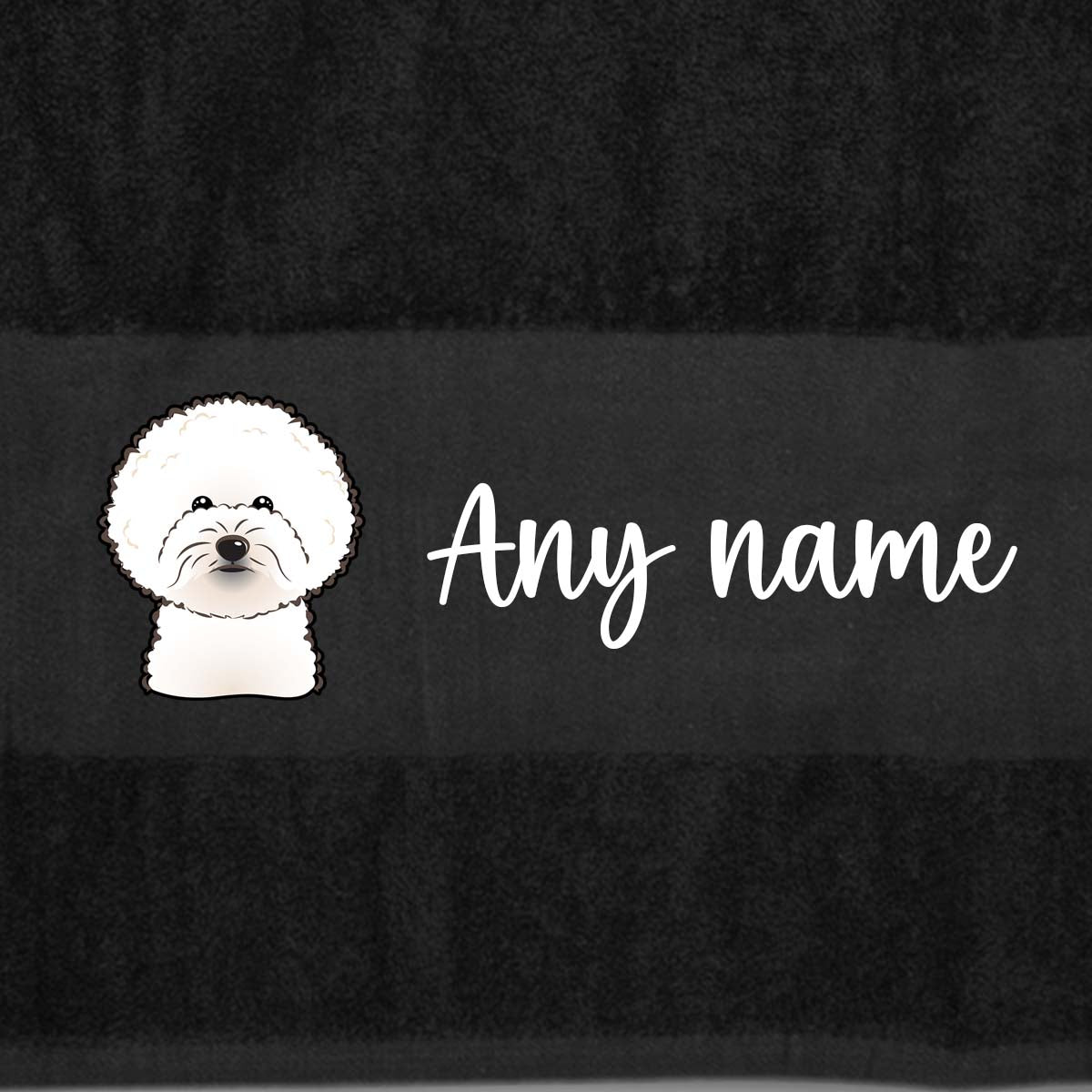 BLACK Any Pet Name And A Choice Of Dog Breed - Travel Towel