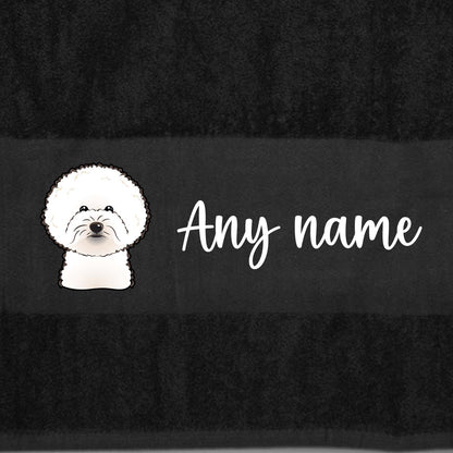 BLACK Any Pet Name And A Choice Of Dog Breed - Travel Towel