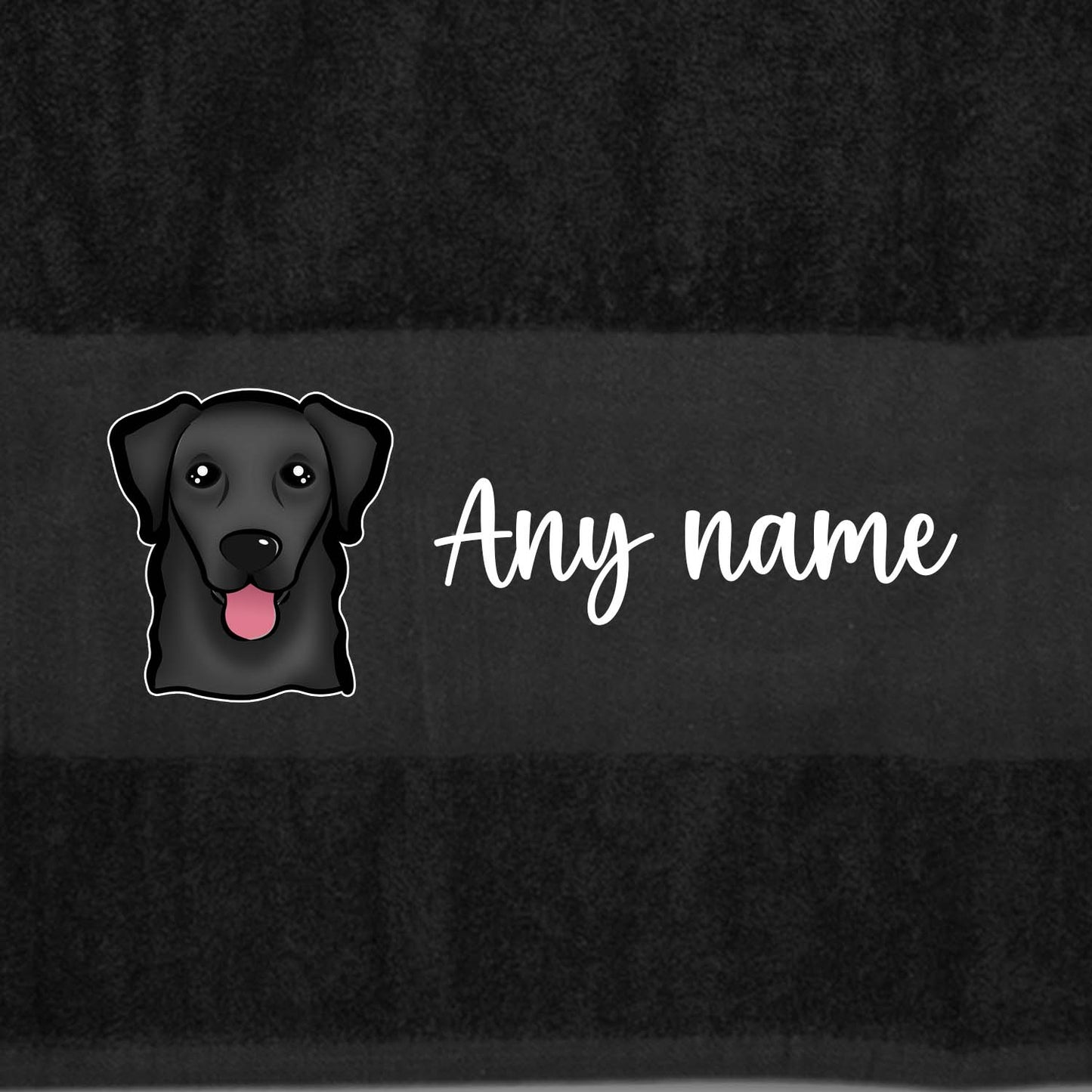 BLACK Any Pet Name And A Choice Of Dog Breed - Travel Towel