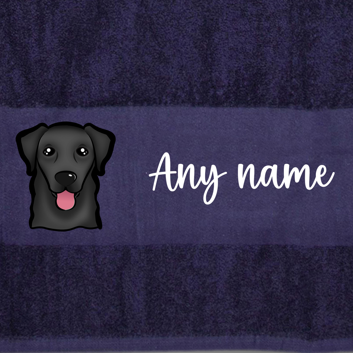 MIDNIGHT BLUE Any Pet Name And A Choice Of Dog Breed - Travel Towel