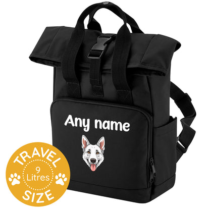 Travel Rucksack 9 Litres Black Any Breed Backpack With Custom Personalised Dog Name