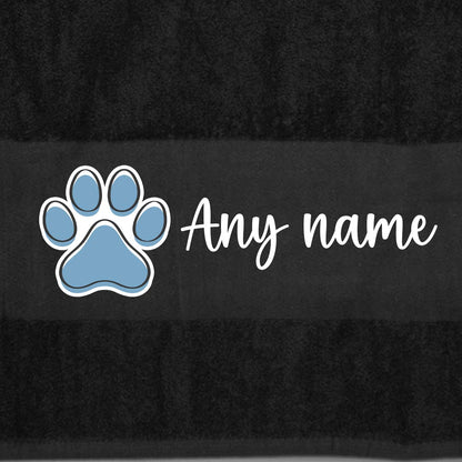 BLACK Any Pet Name And A Choice Of Dog Breed - Travel Towel