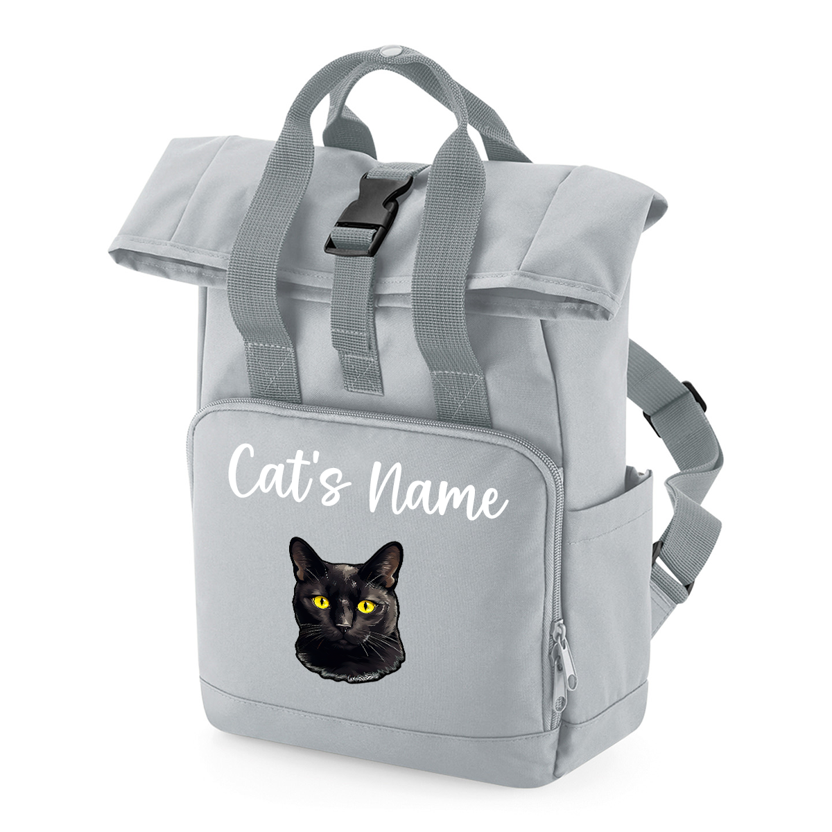 Grey Cat Breed with Personalised Name Backpack