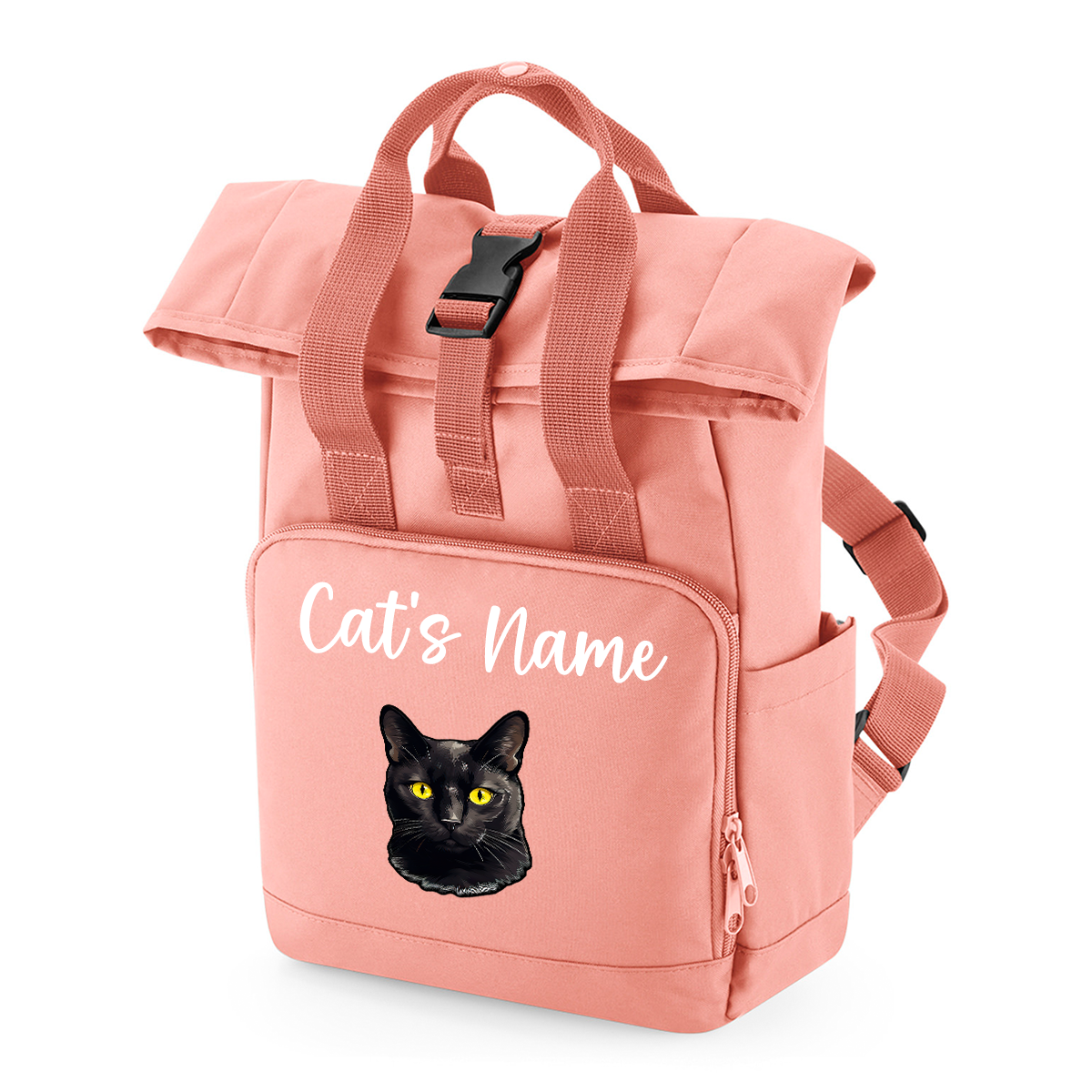 Pink Cat Breed with Personalised Name Backpack