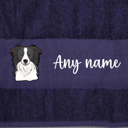 MIDNIGHT BLUE Any Pet Name And A Choice Of Dog Breed - Travel Towel