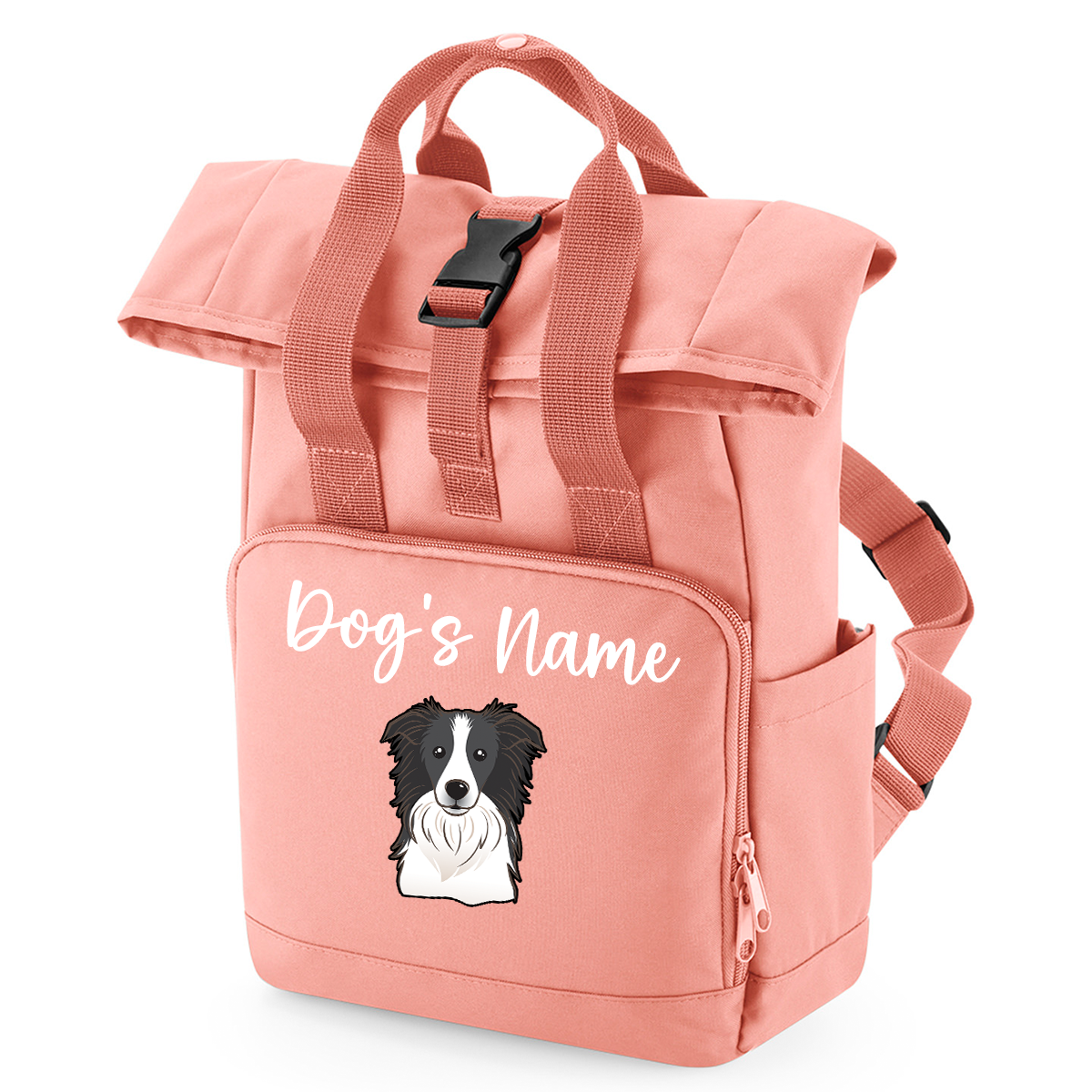 Travel Rucksack 9 Litres Peach Coral Any Breed Backpack With Custom Personalised Dog Name