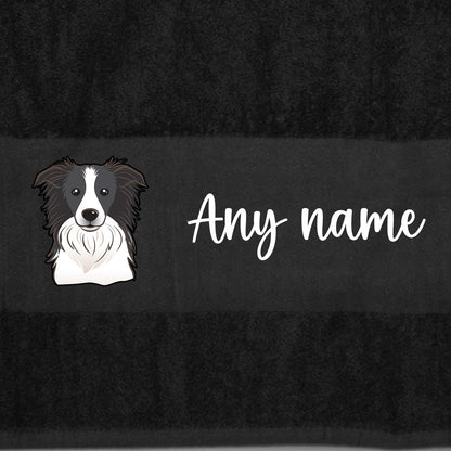 BLACK Any Pet Name And A Choice Of Dog Breed - Travel Towel