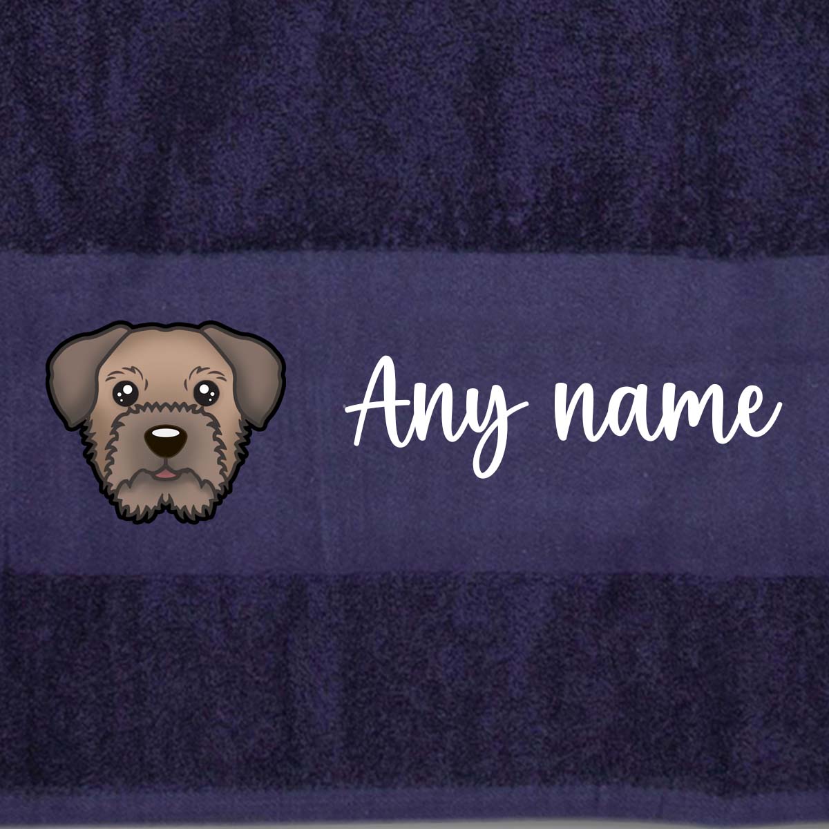 MIDNIGHT BLUE Any Pet Name And A Choice Of Dog Breed - Travel Towel