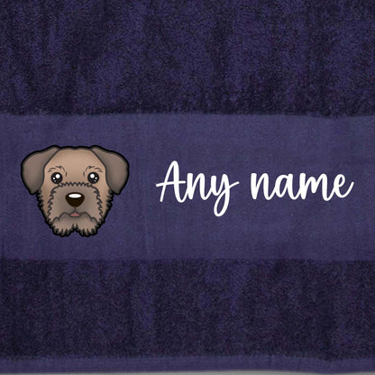 MIDNIGHT BLUE Any Pet Name And A Choice Of Dog Breed - Travel Towel