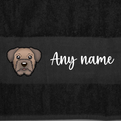 BLACK Any Pet Name And A Choice Of Dog Breed - Travel Towel