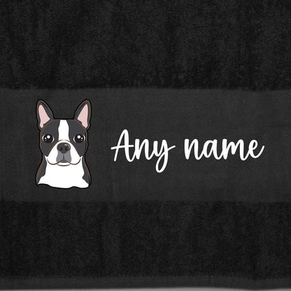 BLACK Any Pet Name And A Choice Of Dog Breed - Travel Towel