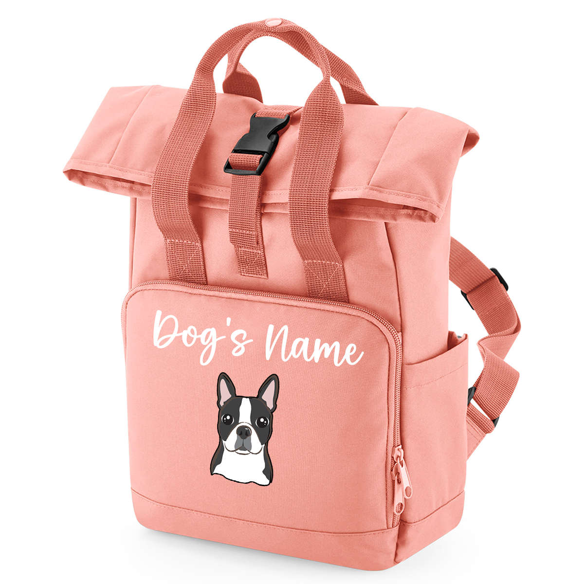 Travel Rucksack 9 Litres Peach Coral Any Breed Backpack With Custom Personalised Dog Name