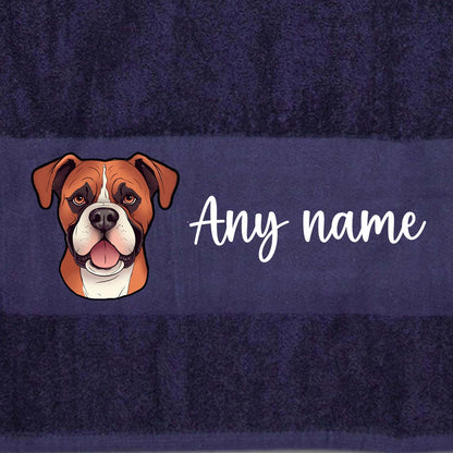 MIDNIGHT BLUE Any Pet Name And A Choice Of Dog Breed - Travel Towel