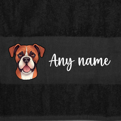 BLACK Any Pet Name And A Choice Of Dog Breed - Travel Towel