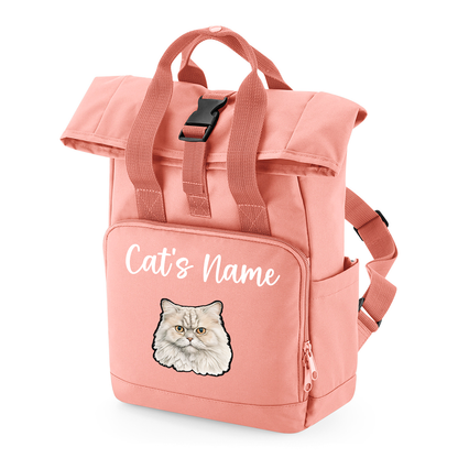 Pink Cat Breed with Personalised Name Backpack