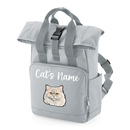 Grey Cat Breed with Personalised Name Backpack