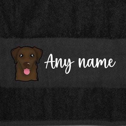 BLACK Any Pet Name And A Choice Of Dog Breed - Travel Towel