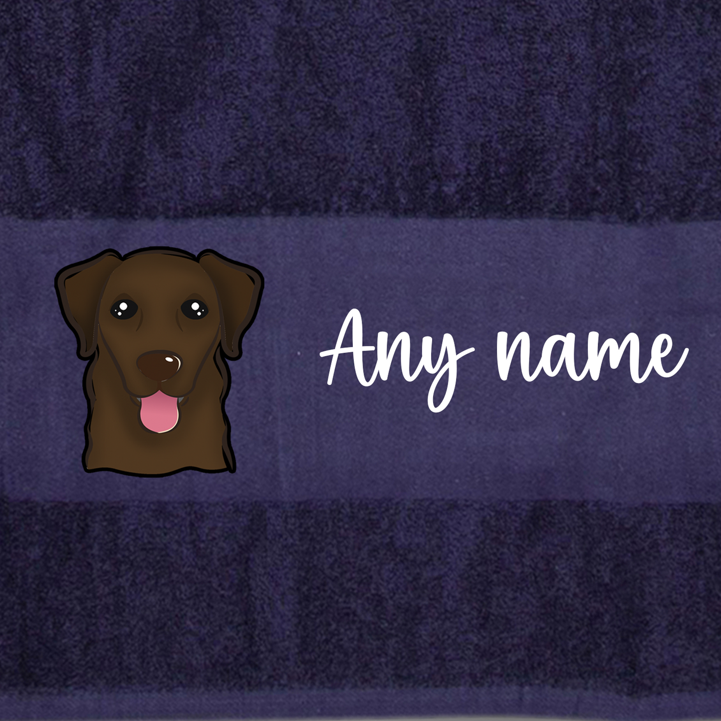 MIDNIGHT BLUE Any Pet Name And A Choice Of Dog Breed - Travel Towel