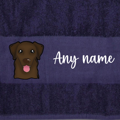 MIDNIGHT BLUE Any Pet Name And A Choice Of Dog Breed - Travel Towel