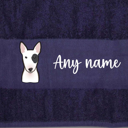 MIDNIGHT BLUE Any Pet Name And A Choice Of Dog Breed - Travel Towel