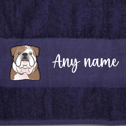 MIDNIGHT BLUE Any Pet Name And A Choice Of Dog Breed - Travel Towel