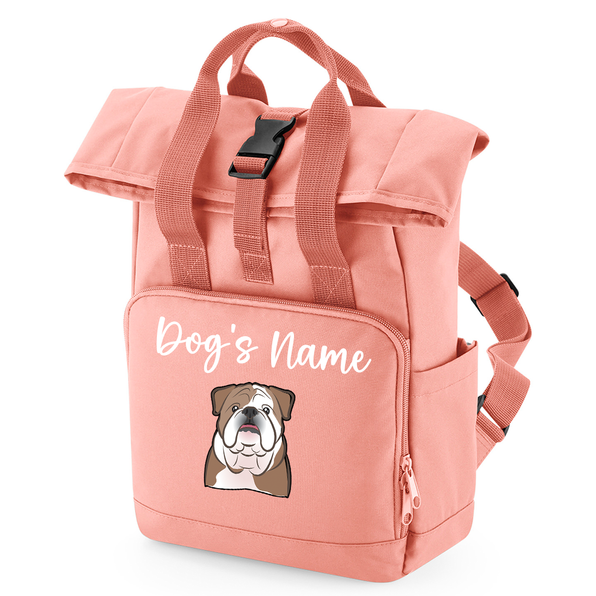 Overnighter Rucksack 14 Litres Peach Coral Any Breed Backpack With Custom Personalised Dog Name