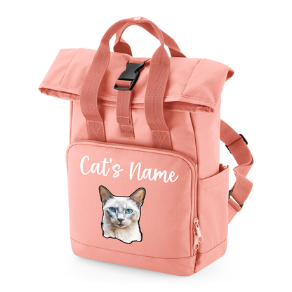 Pink Cat Breed with Personalised Name Backpack