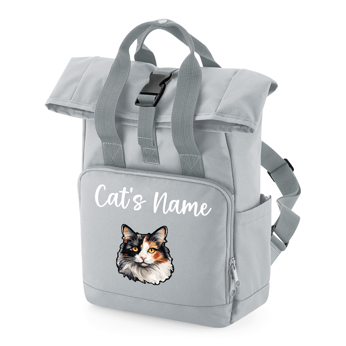 Grey Cat Breed with Personalised Name Backpack