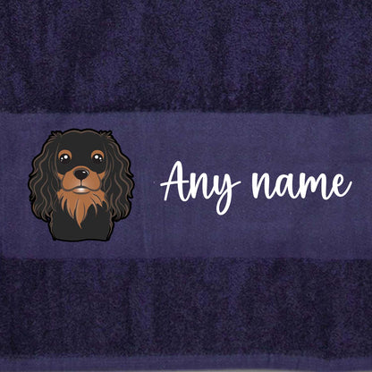 MIDNIGHT BLUE Any Pet Name And A Choice Of Dog Breed - Travel Towel