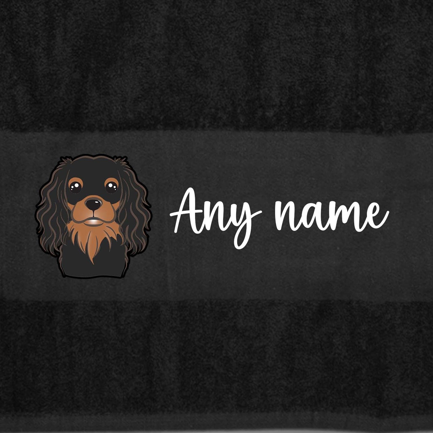 BLACK Any Pet Name And A Choice Of Dog Breed - Travel Towel