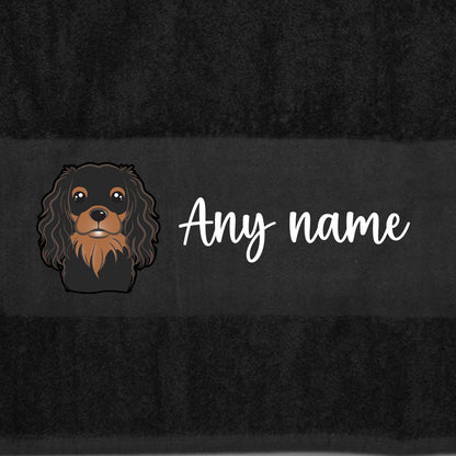 BLACK Any Pet Name And A Choice Of Dog Breed - Travel Towel