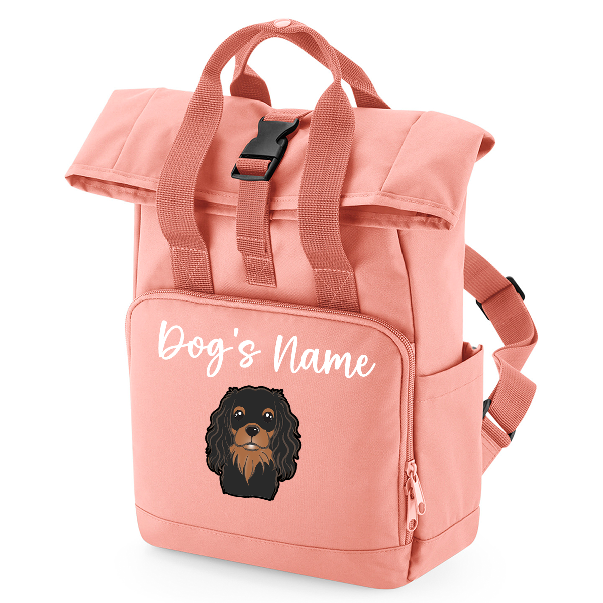 Travel Rucksack 9 Litres Peach Coral Any Breed Backpack With Custom Personalised Dog Name