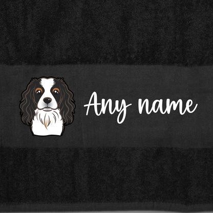 BLACK Any Pet Name And A Choice Of Dog Breed - Travel Towel