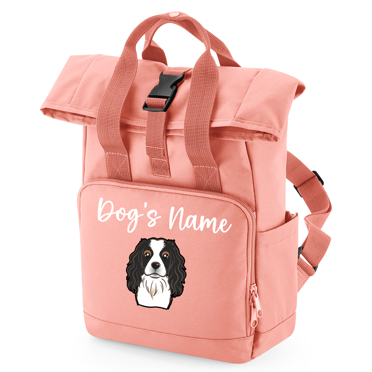 Overnighter Rucksack 14 Litres Peach Coral Any Breed Backpack With Custom Personalised Dog Name