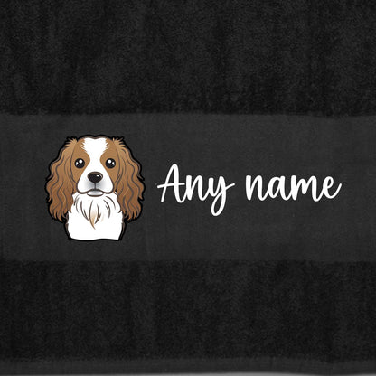 BLACK Any Pet Name And A Choice Of Dog Breed - Travel Towel