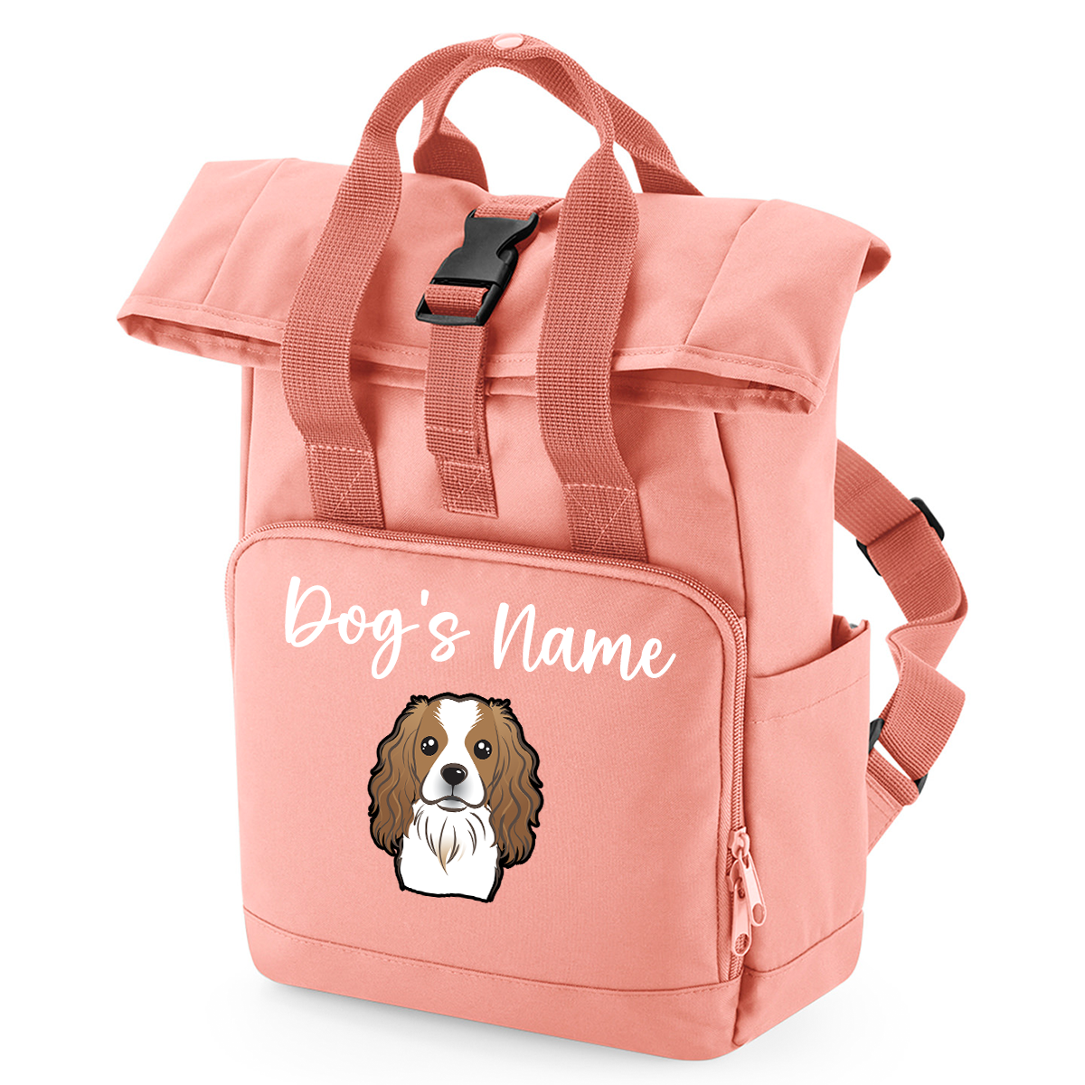 Travel Rucksack 9 Litres Peach Coral Any Breed Backpack With Custom Personalised Dog Name