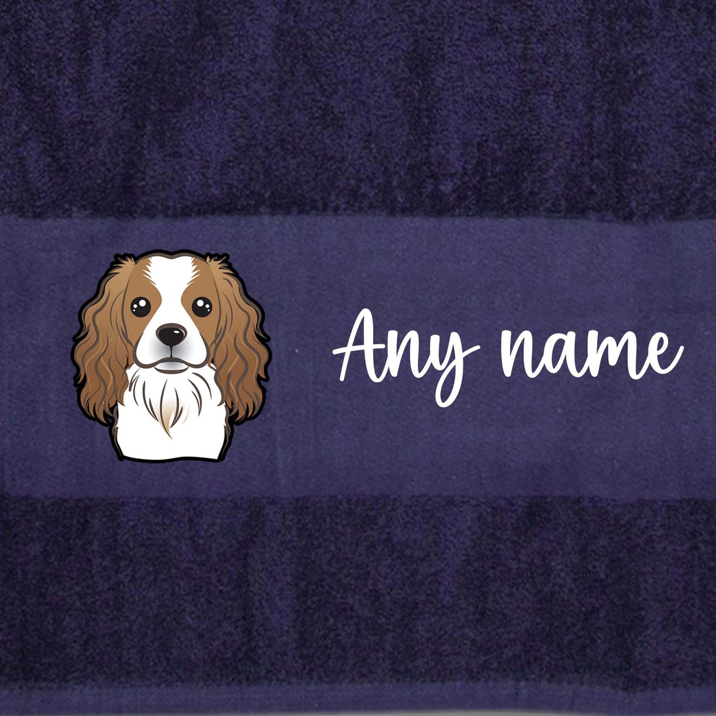 MIDNIGHT BLUE Any Pet Name And A Choice Of Dog Breed - Travel Towel