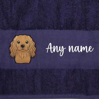 MIDNIGHT BLUE Any Pet Name And A Choice Of Dog Breed - Travel Towel