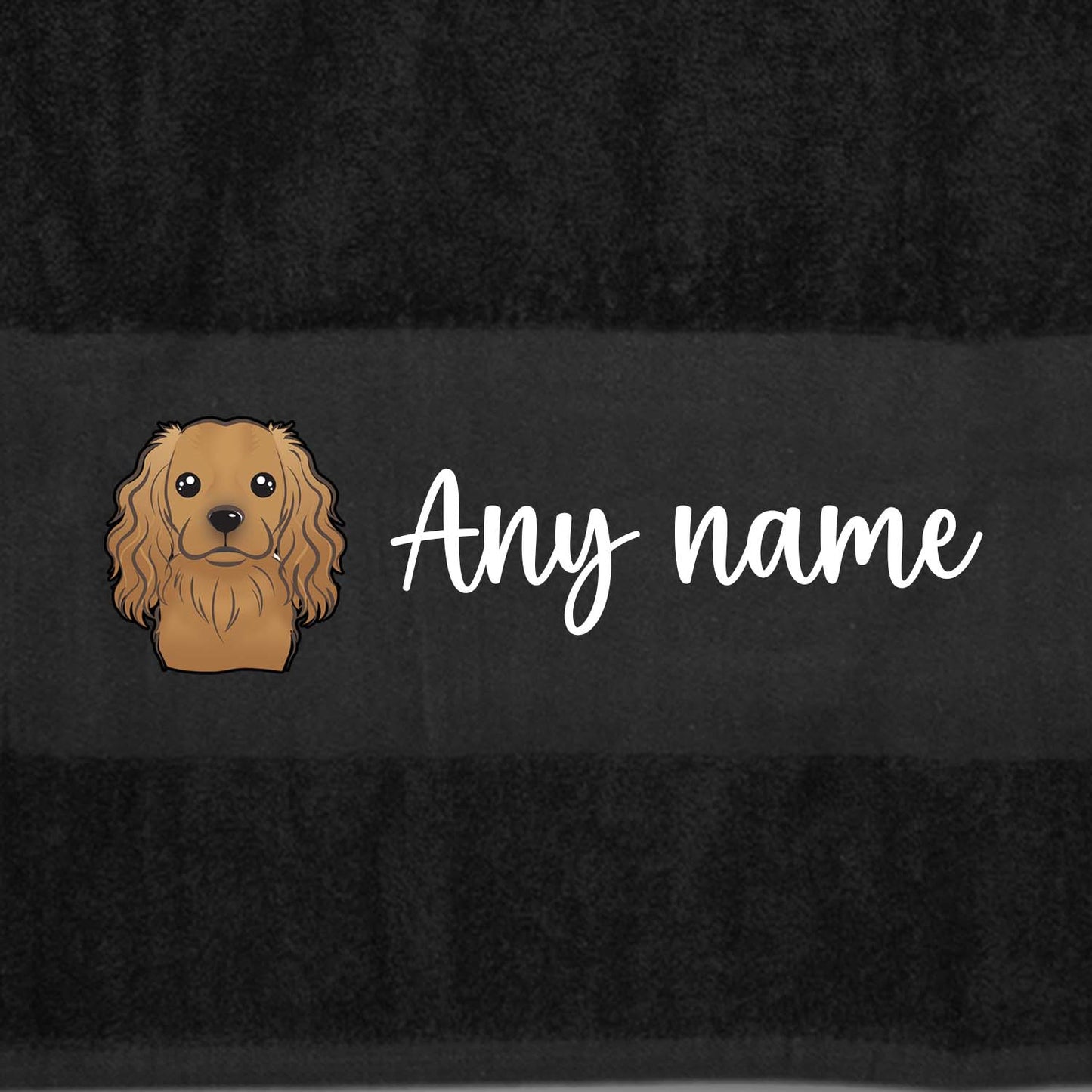 BLACK Any Pet Name And A Choice Of Dog Breed - Travel Towel