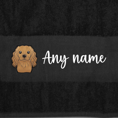 BLACK Any Pet Name And A Choice Of Dog Breed - Travel Towel