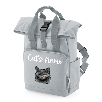 Grey Cat Breed with Personalised Name Backpack