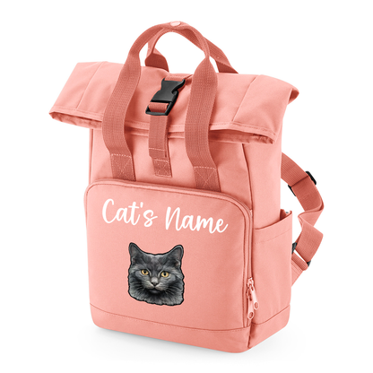 Pink Cat Breed with Personalised Name Backpack