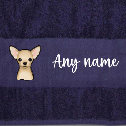 MIDNIGHT BLUE Any Pet Name And A Choice Of Dog Breed - Travel Towel