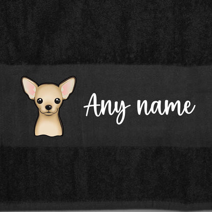 BLACK Any Pet Name And A Choice Of Dog Breed - Travel Towel