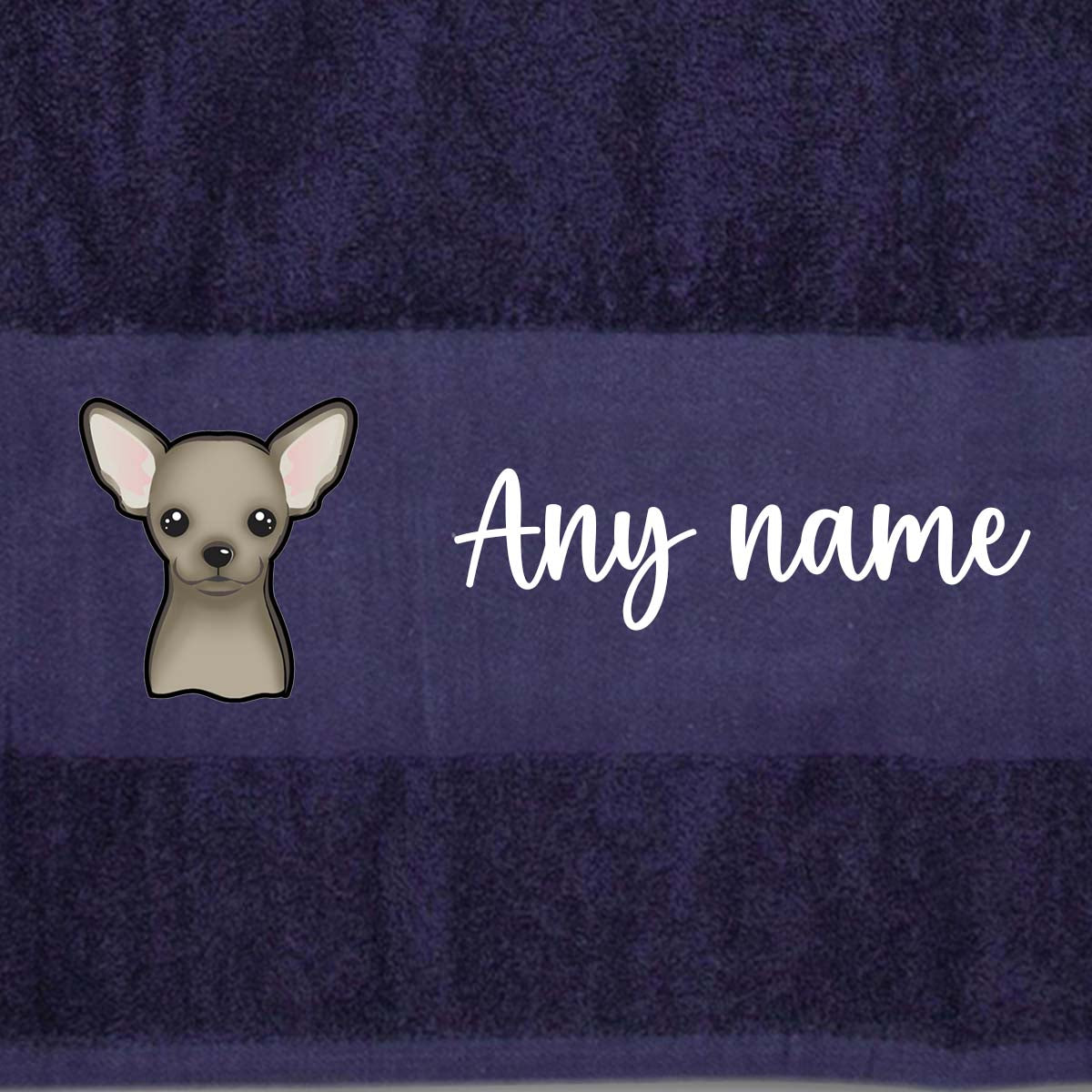 MIDNIGHT BLUE Any Pet Name And A Choice Of Dog Breed - Travel Towel