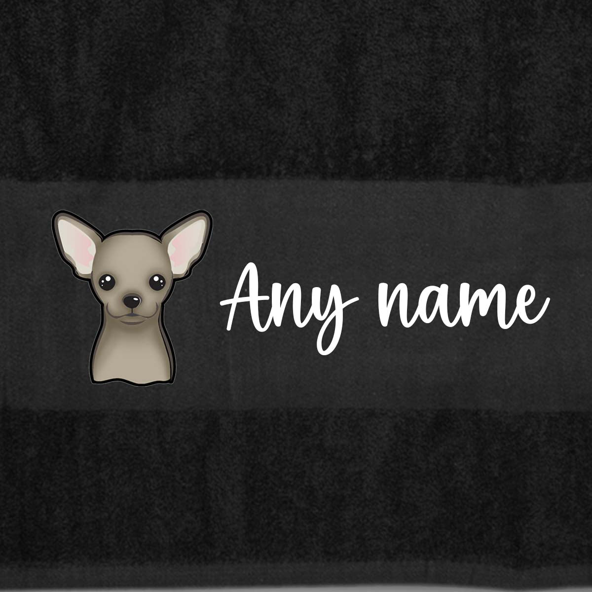 BLACK Any Pet Name And A Choice Of Dog Breed - Travel Towel